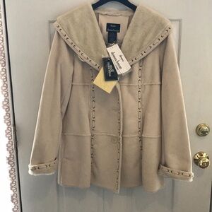 Dennis Basso Cream Women's  faux Suede & SherpaCoat